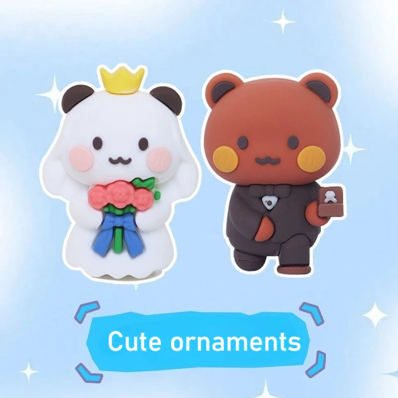 Hot Bubu and Dudu Panda Bear Figure Doll Wedding Figurine Kawaii Action Toy Collection Ornaments for Fans Friends Gifts