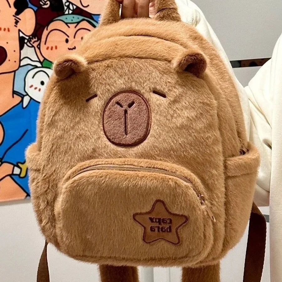 Capybara Plush Backpack Kawaii Fashion Plushie Doll Fur Pendant Children's Shoulder Bag Mini Knapsack Bags Gifts For Girlfriend