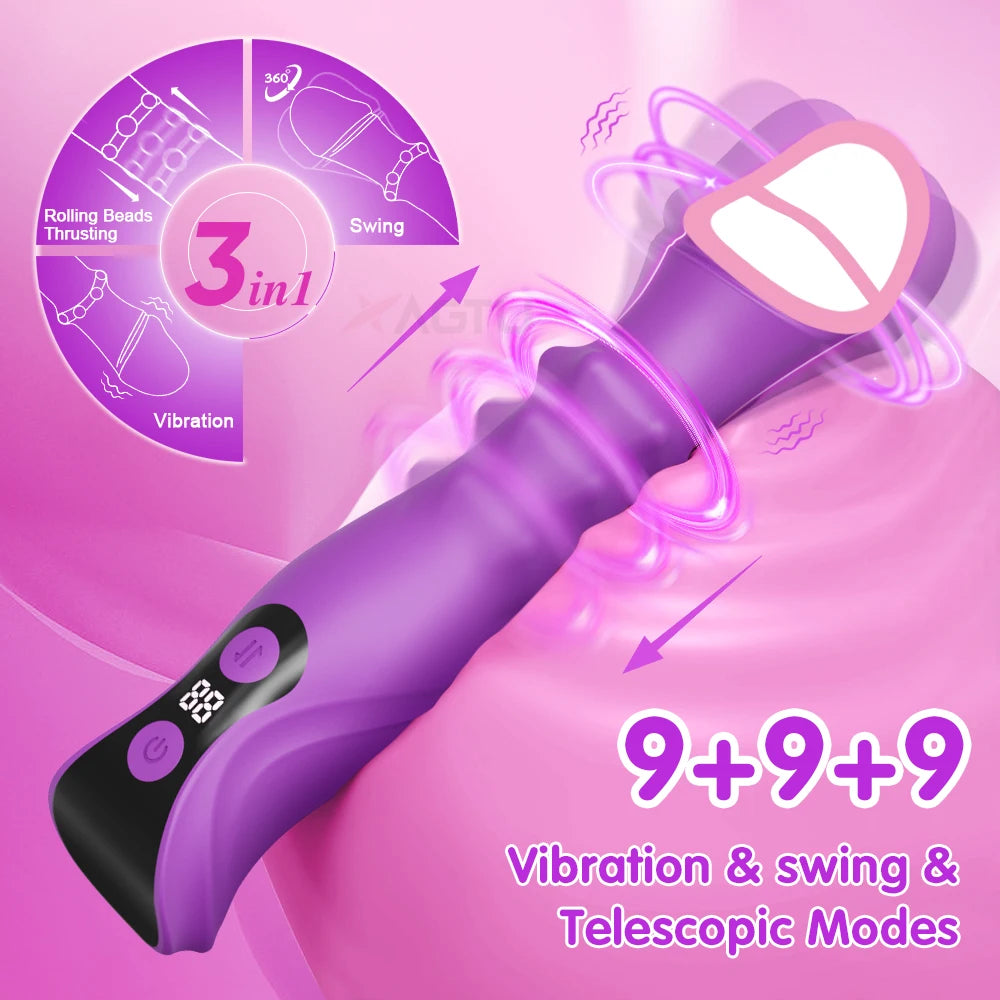 Thrusting Vibrator Dildo Sex Toys , 7.2" Silicone G Spot Rotation Vibrating Dildos Anal Vaginal Stimulator Adult Toys for Women