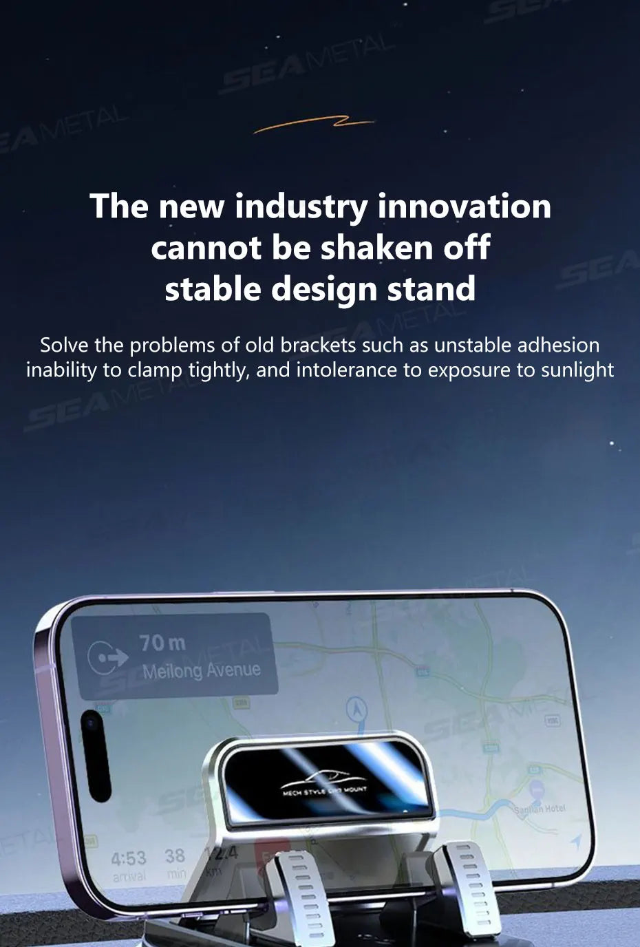 SEAMETAL Car Phone Mount Anti Slip Silicone Dashboard Phone Holder 360-Degree Free Rotation Universal Head-Up Navigation Holder