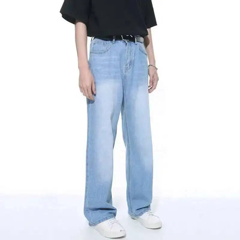 IEFB Men's Jeans New Korean Personality Straight Wide Leg Denim Pants Fashion Autumn Spring Vintage Male Trousers 9A5577