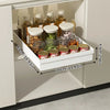No-Drill Magic Tray Heavy-duty slide-out organizer for cabinets/sinks. Easy install, huge space saver! Perfect for tiny homes