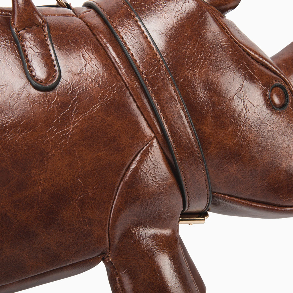 Women's Rhino-Shaped Faux Leather Shoulder Bag – All-Season Novelty Handbag, 5 Colors
