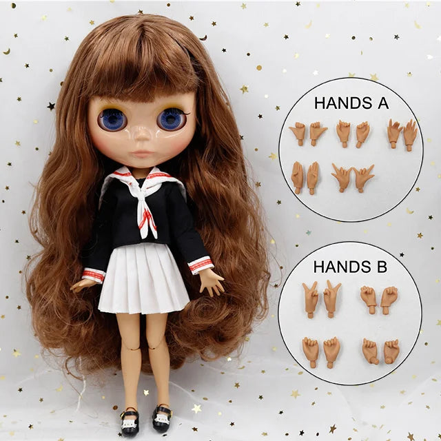 ICY DBS Blyth doll 1/6 bjd 30cm toy tan skin joint body shiny face with clothes shoes anime