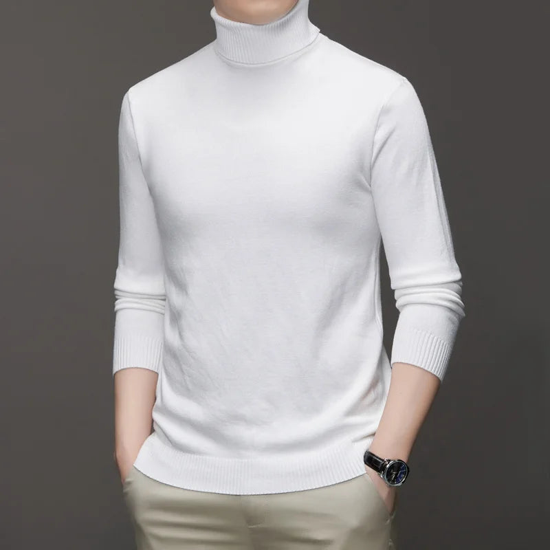 2026 New Mens Knitted Sweaters Solid Color Turtleneck Breathable Pullovers Warm Outdoor Basic Streetwear autumn Business Tops