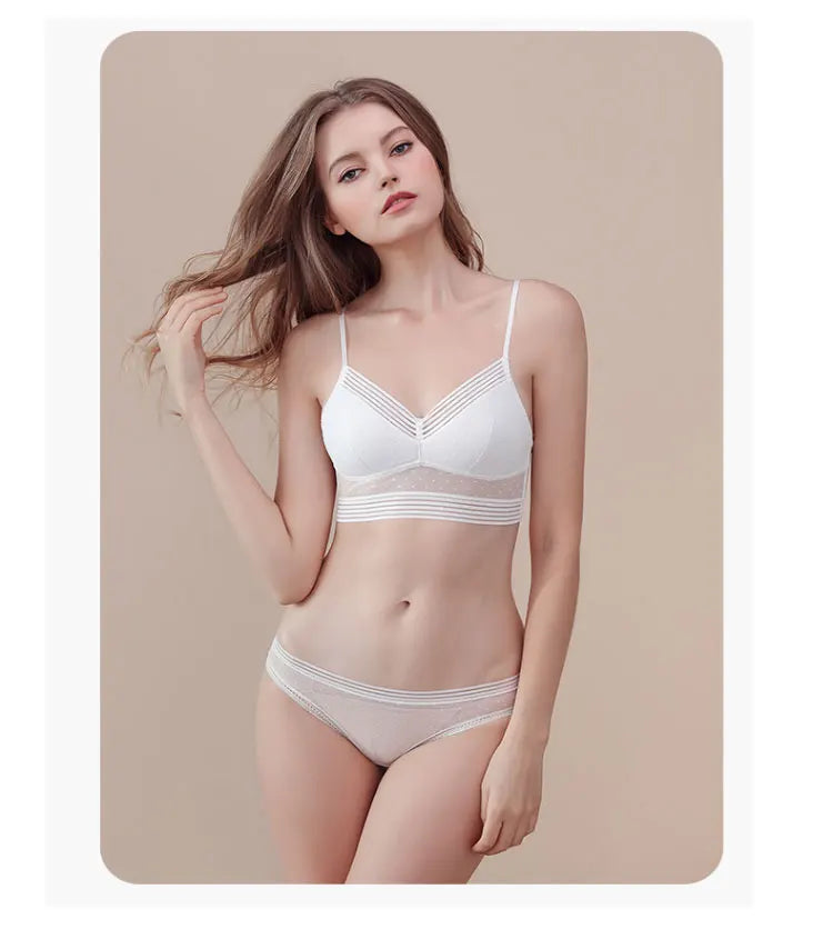 U-Shaped Backless Beautiful and sexy Bra Plus Size Lace Bra, Women's Invisible No Steel Ring Fashion Triangle Cup Bra