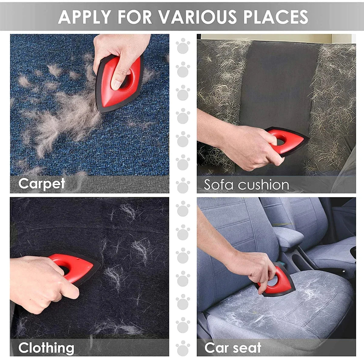 4-Mode Pet Hair Remover Comb – ABS & Silicone, Reusable, Dogs & Cats, 4 Colors
