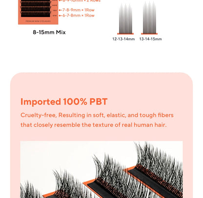 DIYDAY Layered Camellia Eyelashes LB LC LD LU(M) Fluffy Bloom Mink False Lashes Multi-layer Easy Fan Eyelash Extension
