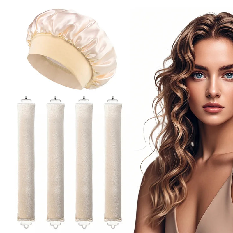 5pcs Heatless Curling Iron Headband With Sleep Cap Soft Curling Iron Sleeping Curler Styling Tool