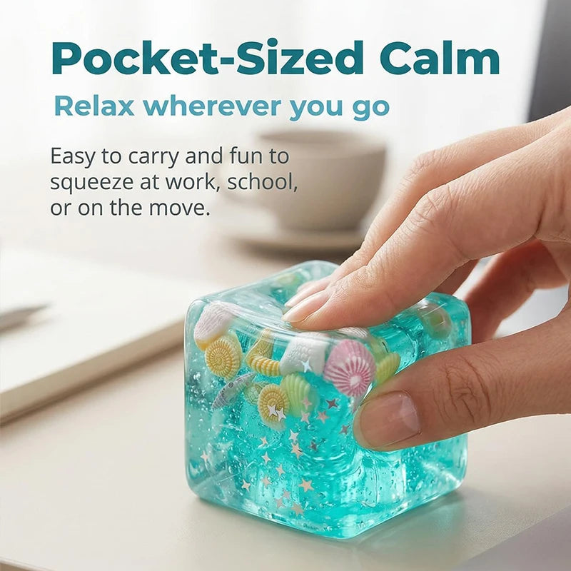 Ocean Shells Squishy Stress Balls Fidget Toy Super Soft Transparent Star Maltose Cubes Squeeze Fidget Toy Adult Stress Relief