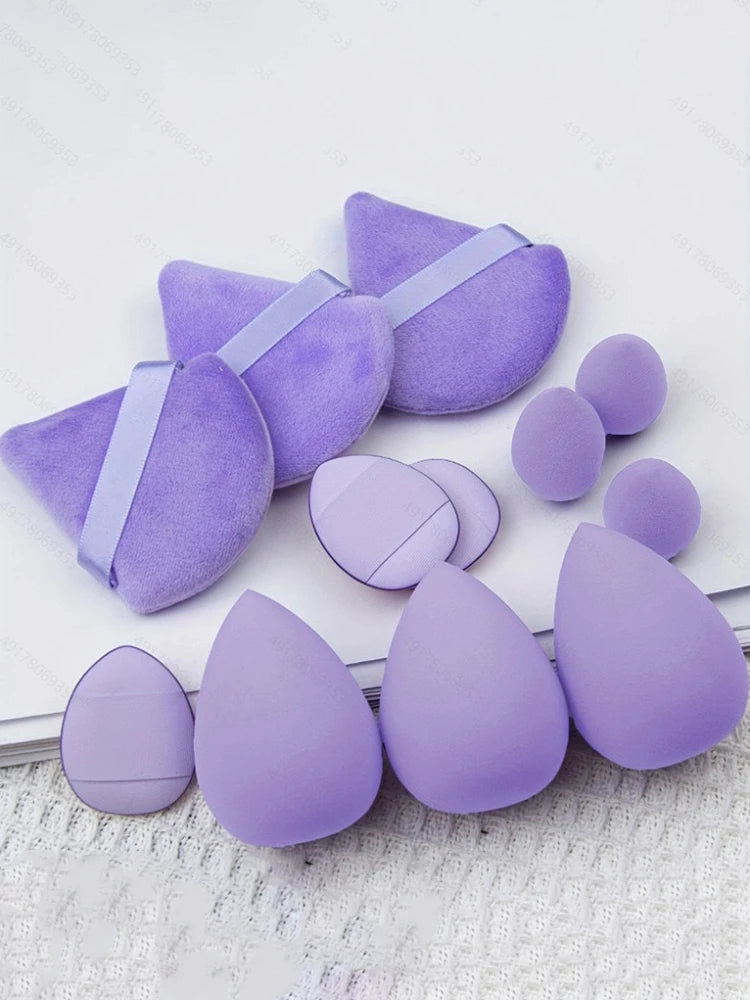 12-Piece All-Purpose Makeup Sponge Set, Made of 3 Loose Powder Puffs, 3 Mini Air Cushion Puffs, 3 Beauty Eggs and 3 Mini Beauty