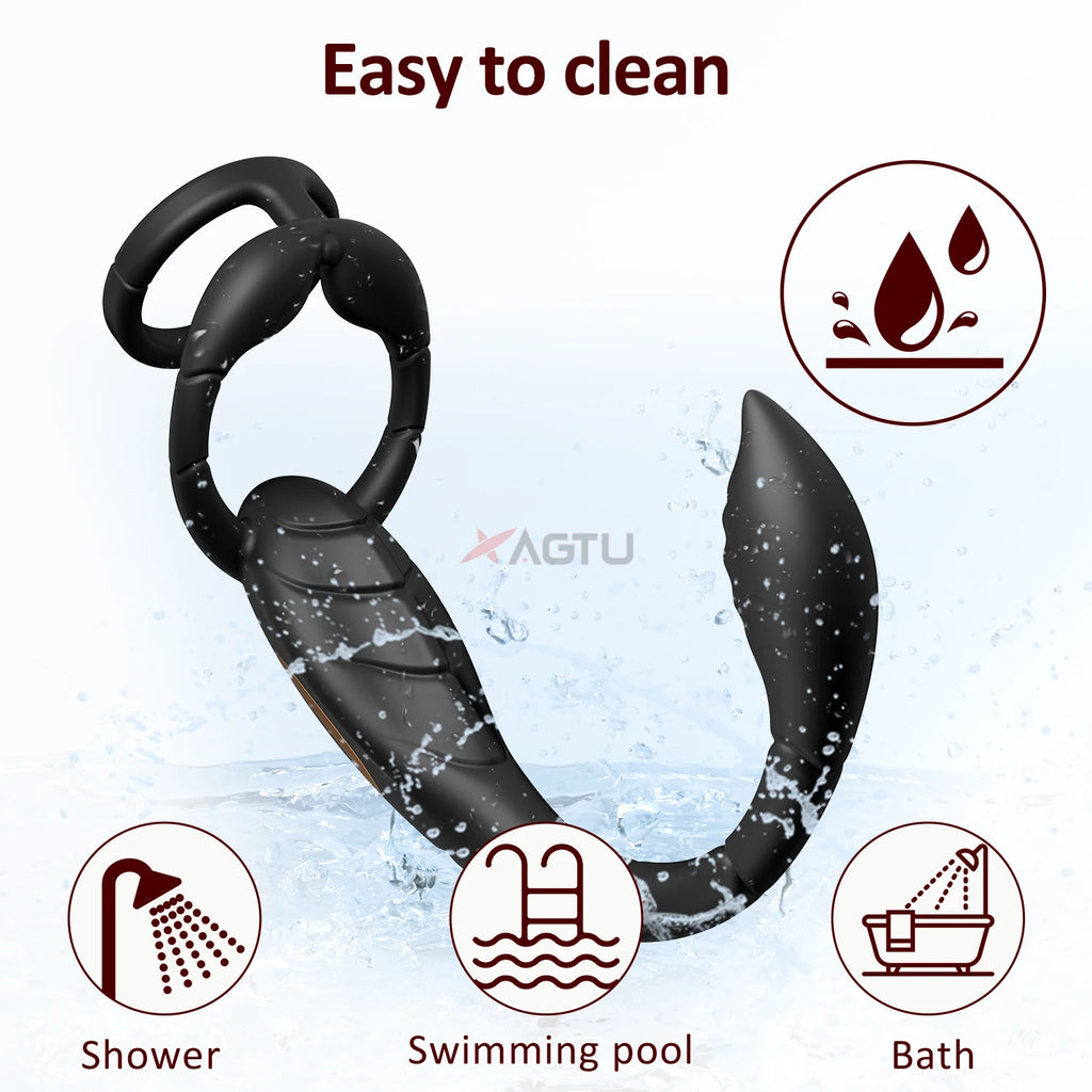 Ring Anal Plug Cock Ring Prostate Vibrator for Male Double Vibrating Delay Ejaculation Male Masturbator Sex Toys for Men