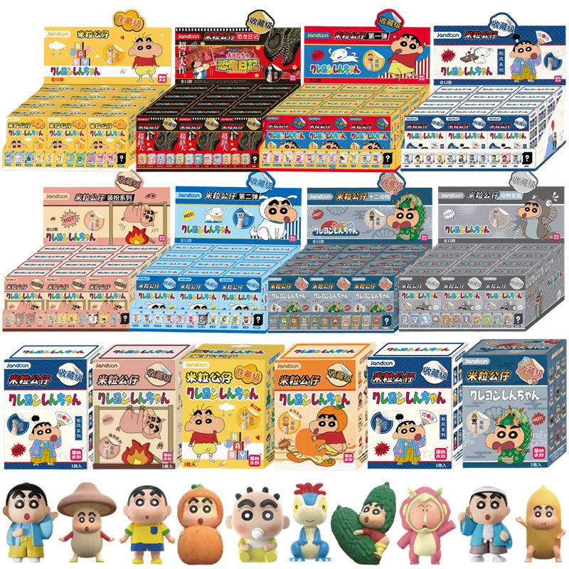 Original JANDOOM Crayon Shin-chan Blind box Shin chan Anime Figure Rice grain Doll Mini Figure Cute Cartoon Model Kids Toys Gift