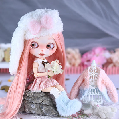 ICY DBS Blyth Plush Costume Girl BJD Animation Toys Cute Rabbit Set Girl Gift