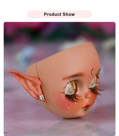 Blyth1/6 doll Hand-painted shell DIY makeup lip carving eyebrows handmade Ears