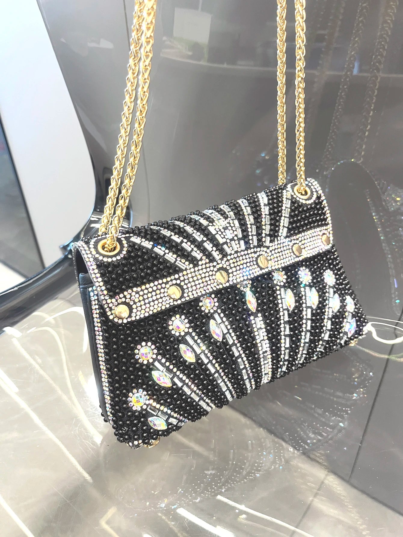 Women's Crystal Rhinestone Metallic Clutch Bag – Evening & Party, 3 Colors - TRYSHOPPY
