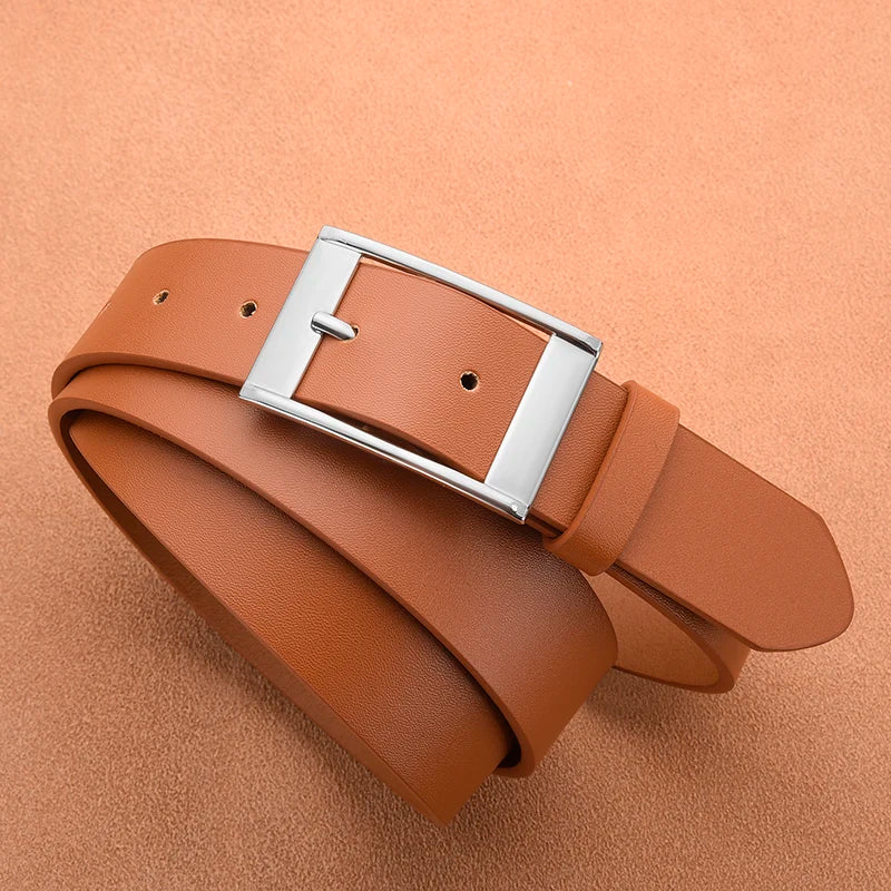 New men's luxury belt PU leather belt metal pin buckle high-quality well-known brand designer belt jeans men's belt