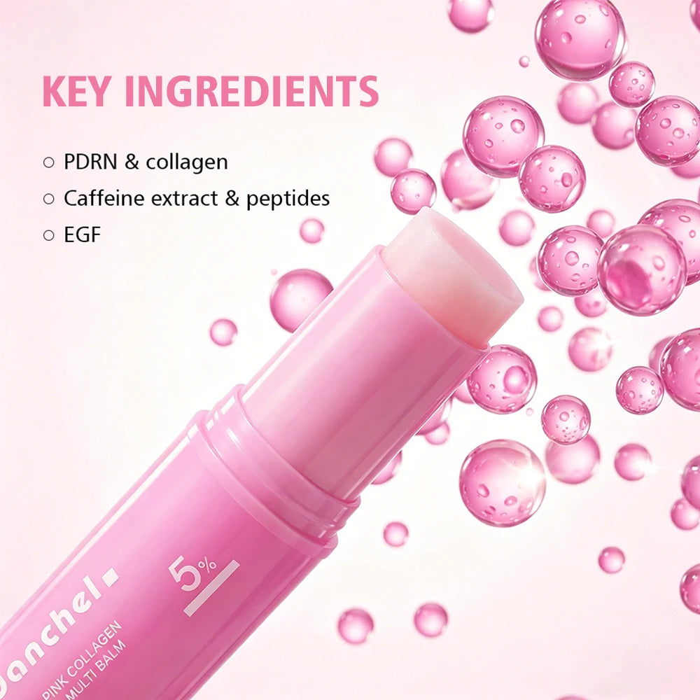 PDRN Pink Collagen Volumer Multi Balm Deep Hydration Plump Smooth Radiant Multi Collagen Stick for Cheeks Eyes Lips Neck Skincare