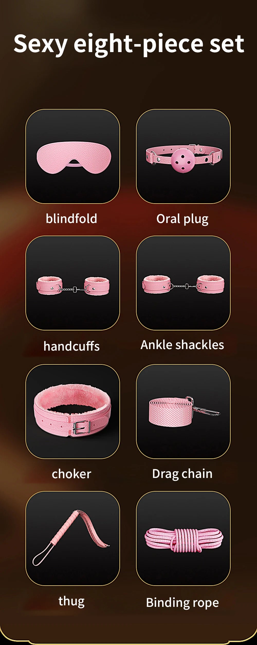 Bdsm Bondage Set Restraint Adult Game Handcuff Neck Collar Wrist Mouth Gag Strap Fetish SM Sex Toys for Woman Couples Product