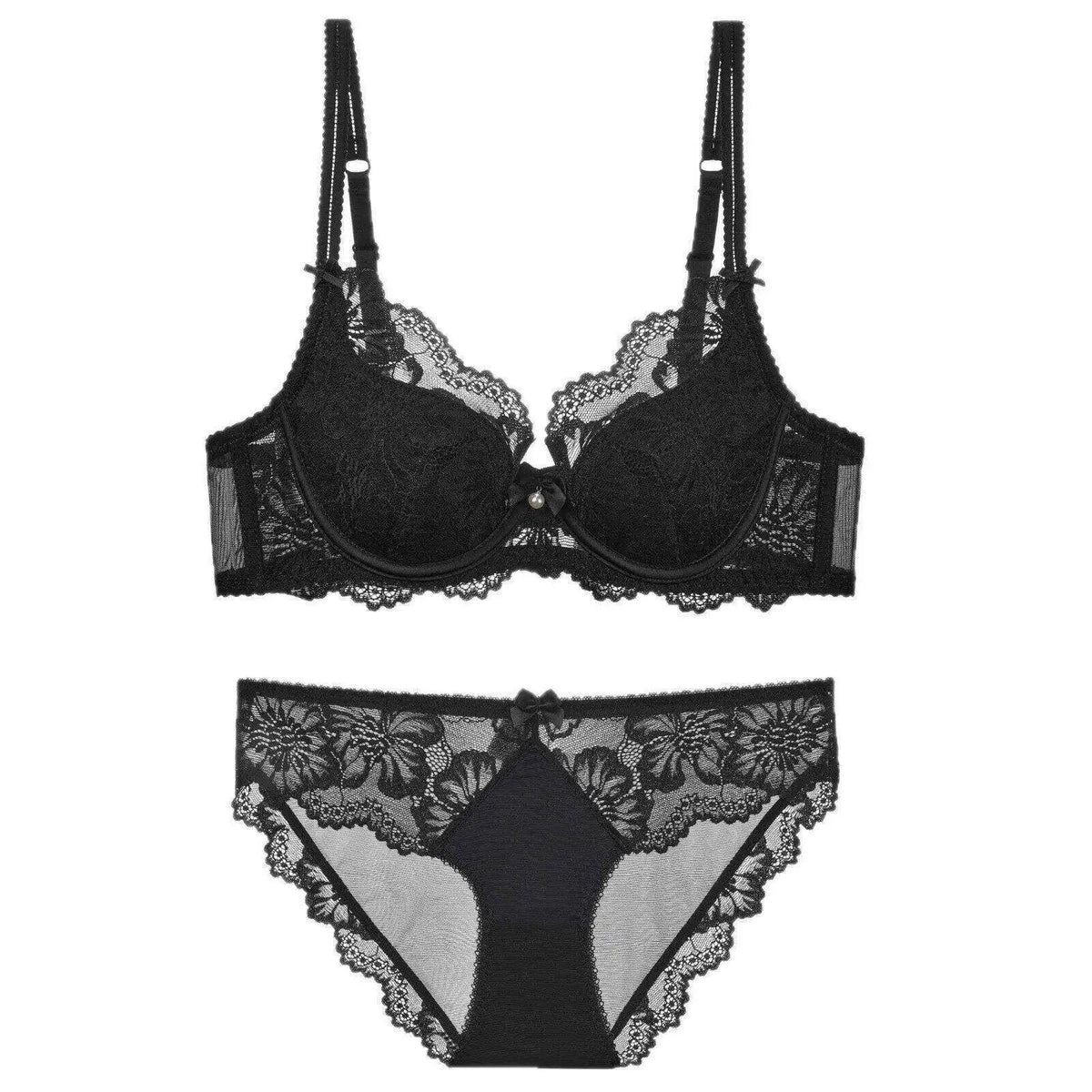 Women's Embroidered Lace Bra Set