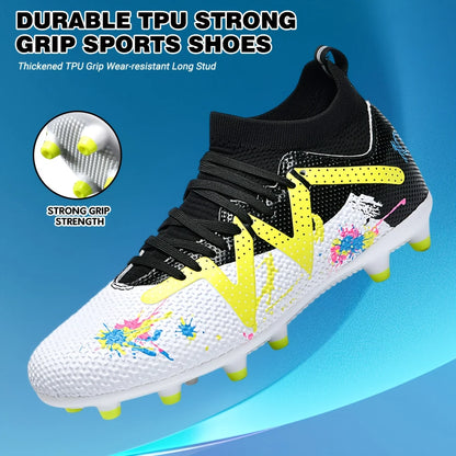 Unisex Men AG FG Soccer Boots Durable PU Upper Robust Rubber Studs For Outdoor Lawn Recreational Football Sports Matches