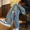 Three bar American retro jeans men's spring and autumn new style high street elastic waist loose casual men's straight leg long