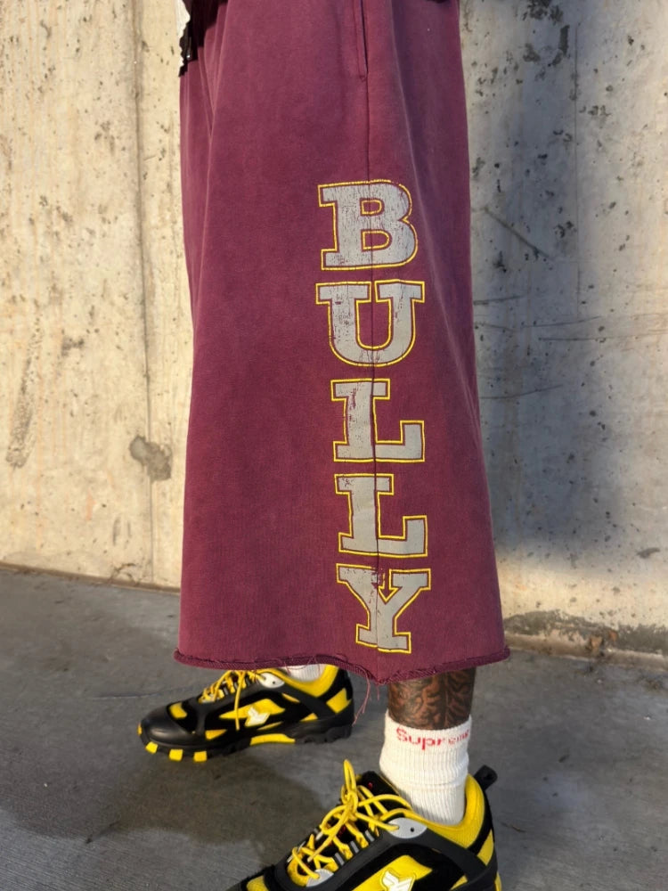Y2K Maroon Reflective Baggy Shorts