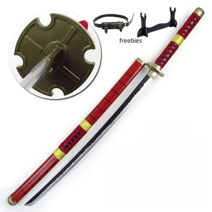 40in Anime One Piece Zoro Katana Wood Sword Luffy schwert Real Size Japanese Samurai Sabre Original Blade Cosplay Prop Toy Gift