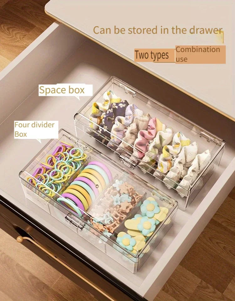 Transparent Plastic Hair Accessories Storage Box Lightweight Countertop Cosmetic Storage Box