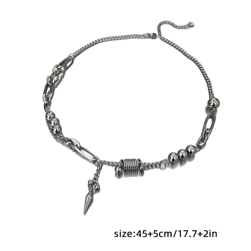 Punk Irregular Pearl Beaded Necklace for Men Women Kpop Imitated Pearl Choker Chain Necklace Pendant Unisex Collar