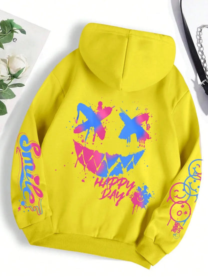 Smiley Graphic Streetwear Hoodie