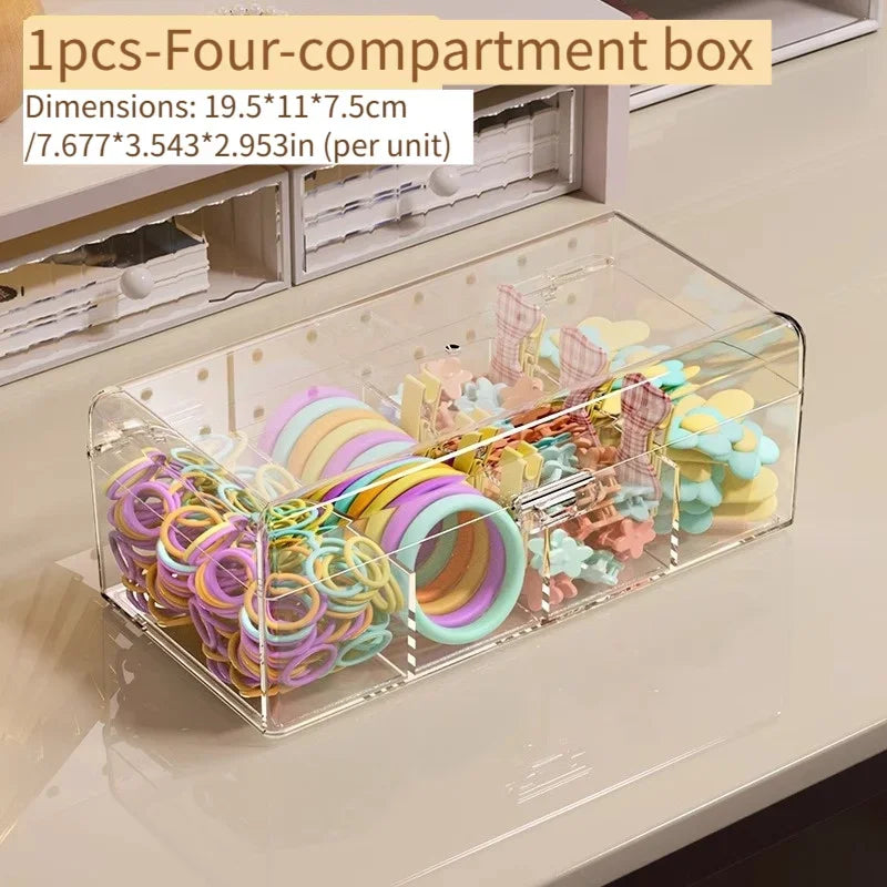 Transparent Plastic Hair Accessories Storage Box Lightweight Countertop Cosmetic Storage Box
