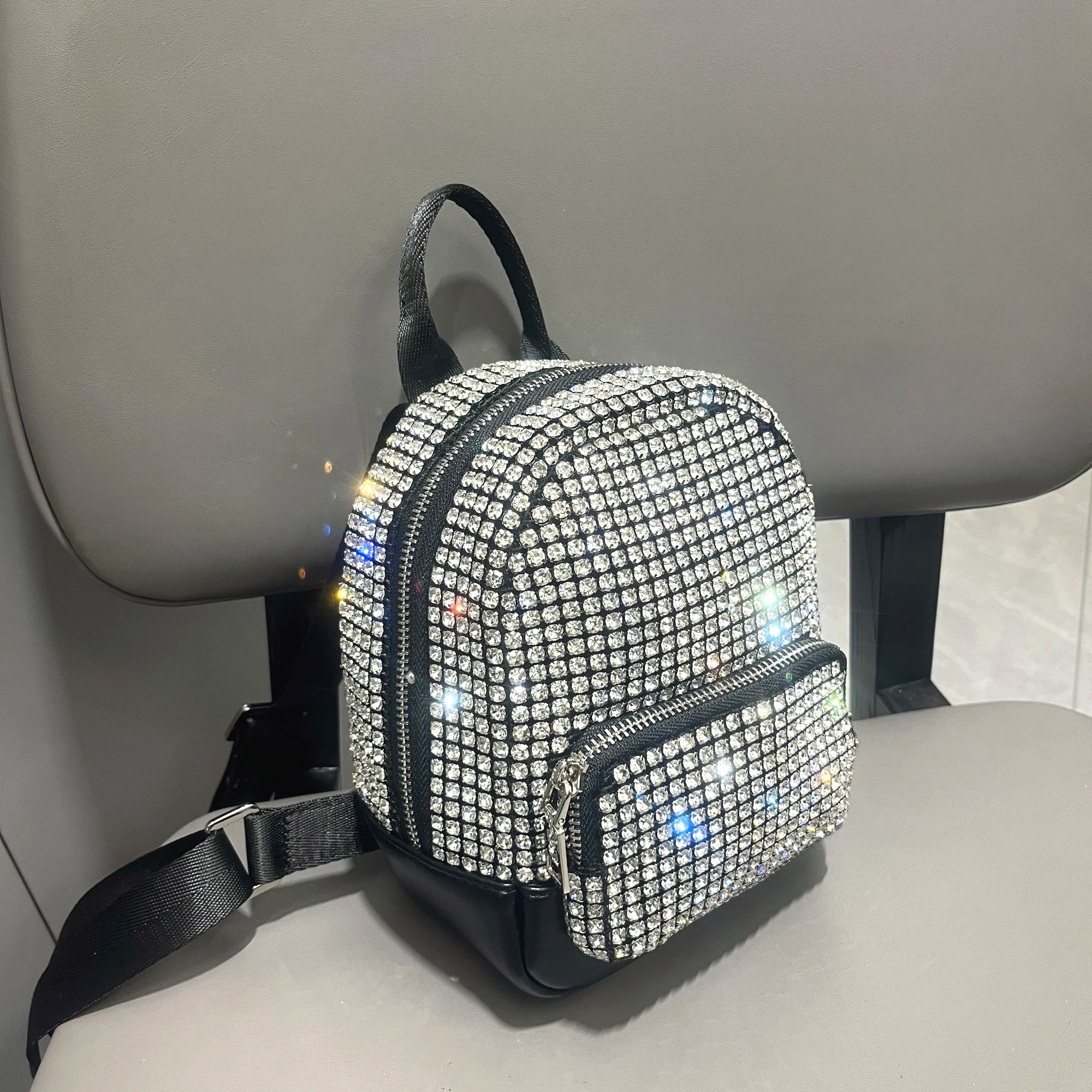 Women's Crystal Rhinestone Metallic Backpack – Mini Size, 4 Colors - TRYSHOPPY