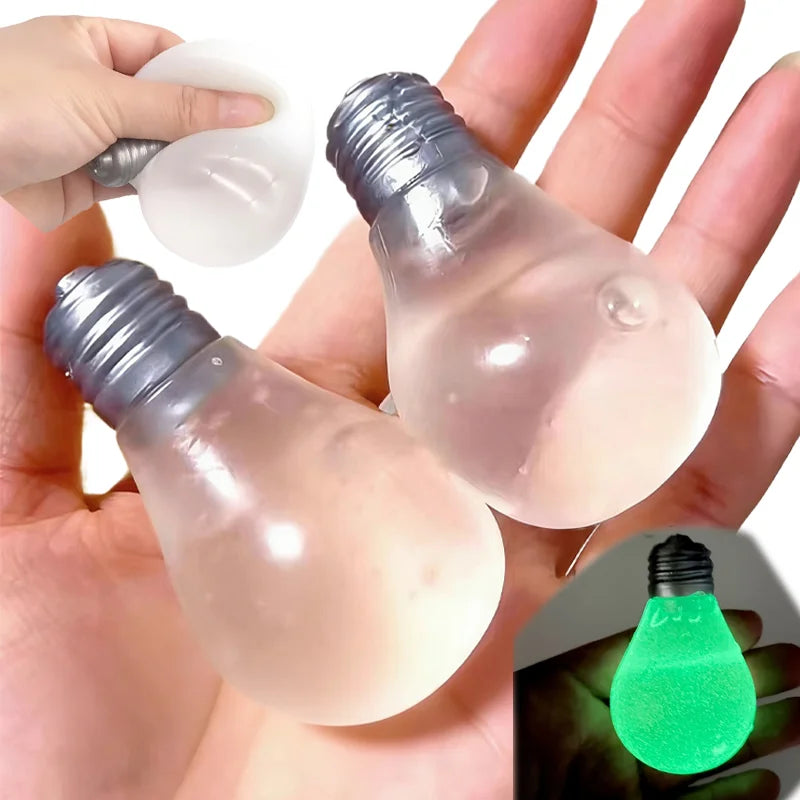 Squishy Light Bulb Maltose Luminous Squeeze Toy Slow Rebound Sensory Fidget Toy Anxiety Relief Novelty Funny Decompression Gift