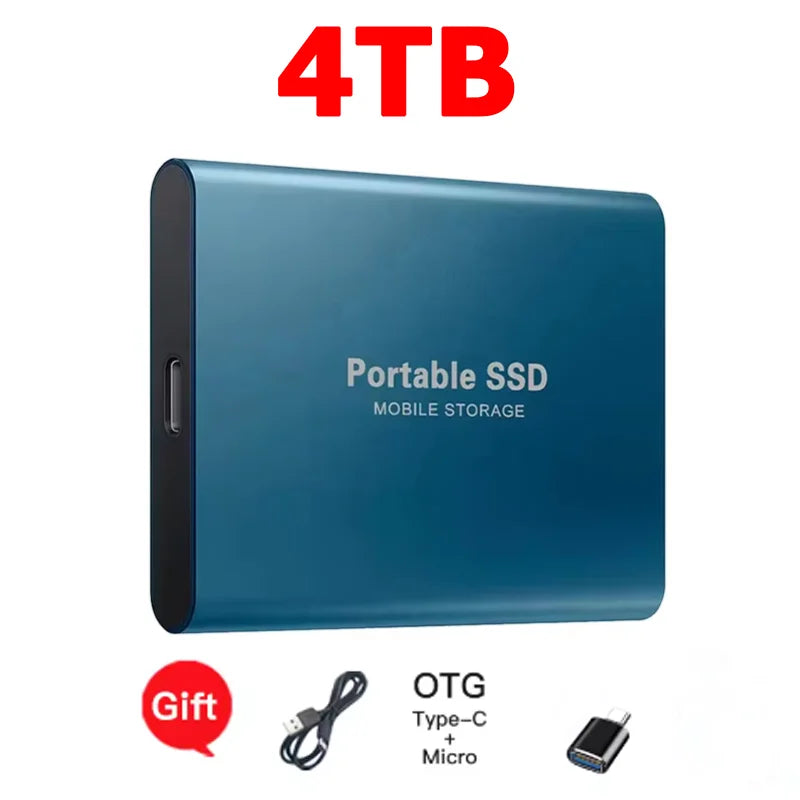 High-speed SSD 1TB Portable External Hard Drive 2TB Solid State Drive 4TB Mass Hard Disk for Laptop Mac PC and Mobile Phone Data