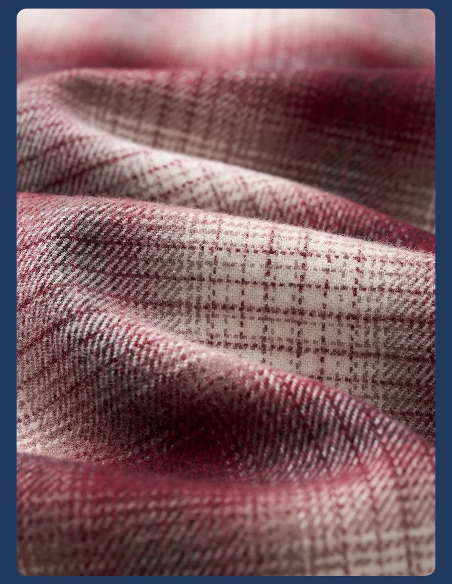 SIMWOOD High Standard 2026 Spring New Oversize 270gsm Wool Blend Plaid Shirts Men Warm Vintage Shirt