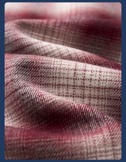 SIMWOOD High Standard 2026 Spring New Oversize 270gsm Wool Blend Plaid Shirts Men Warm Vintage Shirt