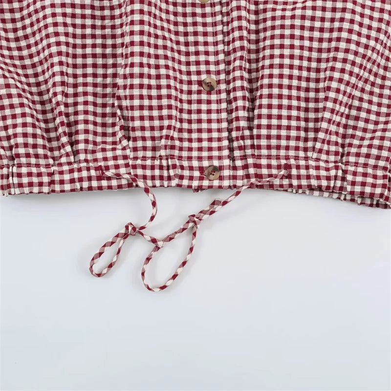 Guobioziy Women's Jacket 2026 Autumn New Plaid Long-Sleeve Drawstring Loose Jacket Parka Casual Fashion Versatile