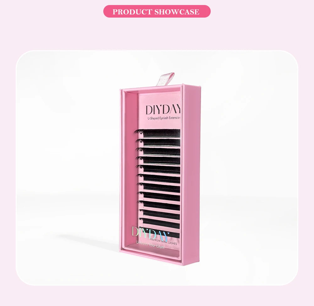 DIYDAY U-shaped Eyelash Extension Easy to Apply 3D Volume False Lashes Natural Wispy U YY Shape Faux Mink Eyelashes for Makeup