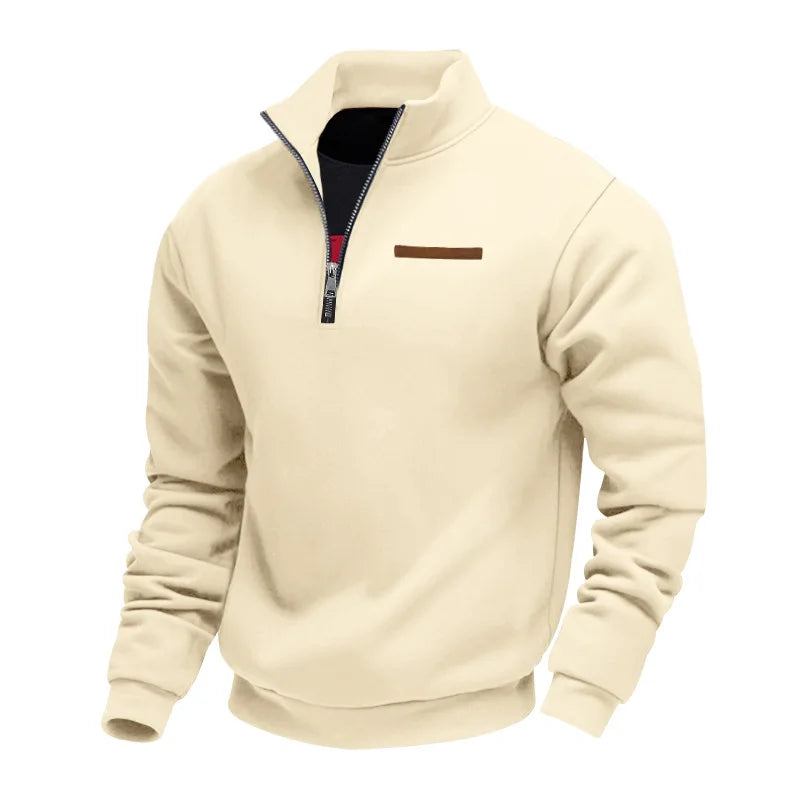 American autumn and winter heavy fleece long-sleeved men's sweater half zipper loose stand-up collar pullover men's sweater