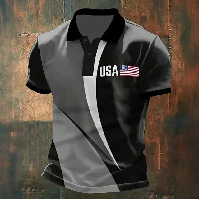 USA 250 Anniversary Men's Polo Short Sleeve Polo Shirts American US Flag Polo Shirts Casual Outfit Trendy Buttons Men Polo 2026