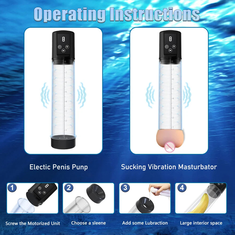 Electric Penis Pump Erection Enlargement Extend Pump 9 Suction Levels Masturbating Penis Extender Exerci Sex Toy for Adult Men