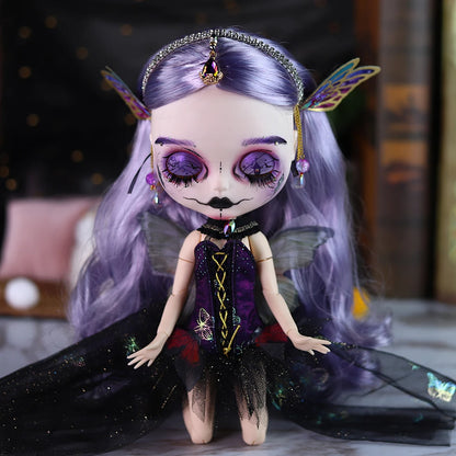 ICY DBS Blyth 1/6 doll hand painted makeup theme set skull face shell sleepy eyes long eyelashes bjd doll complete set sd