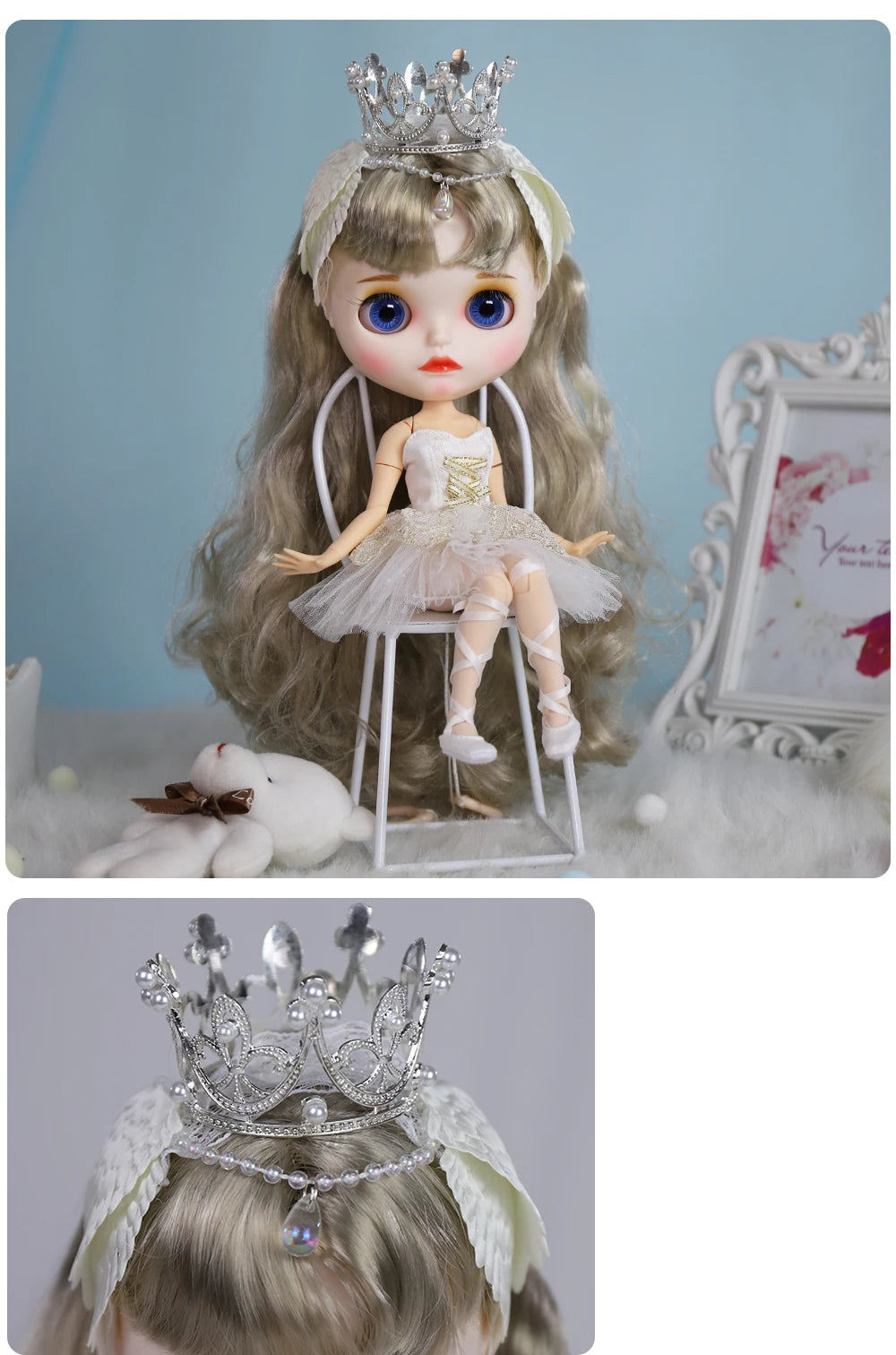 ICY DBS Blyth Doll Dress White Swan Ballet Suit Skirt 1/6 BJD Ob24 Anime Girls