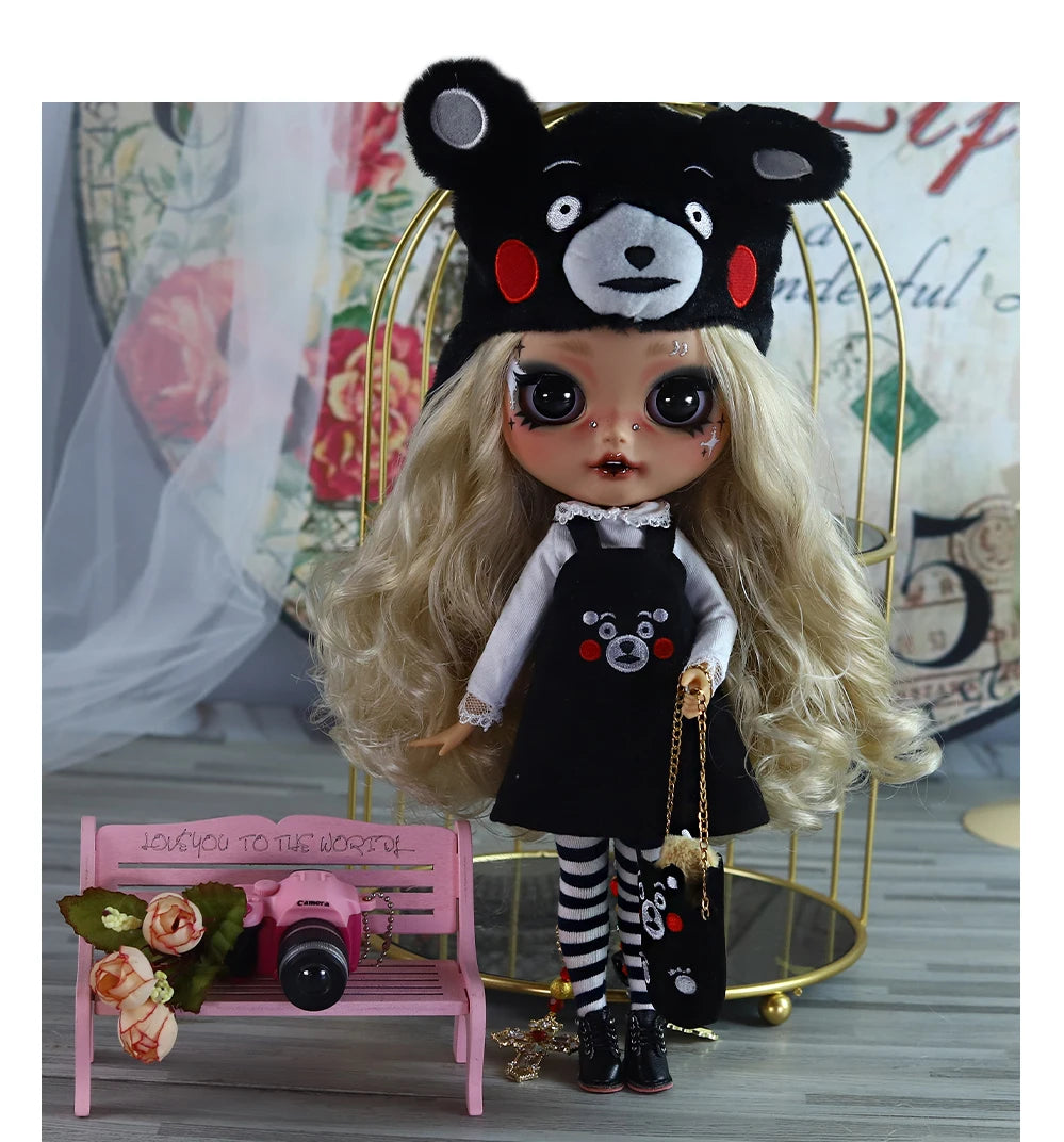ICY DBS Blyth 1/6 Doll Hand Painted Set Tan Skin Long Eyelash Sleeping Doll Set SD