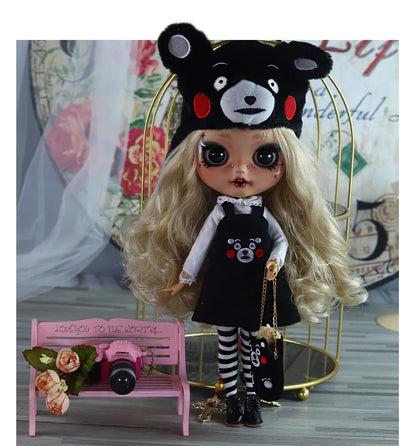 ICY DBS Blyth 1/6 Doll Hand Painted Set Tan Skin Long Eyelash Sleeping Doll Set SD