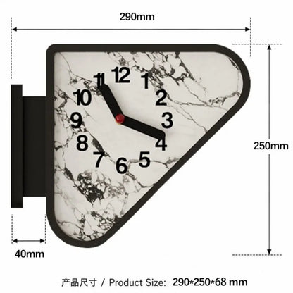 Luxury Triangle Wall Clock Corner Double Sided Wall Clock Creative Art Living Room Clocks Kitchen Bedroom Watch Home Decor