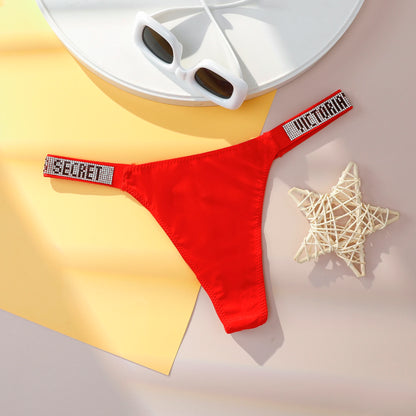 Victoria Secret Hot Sexy Lingerie Very Sexy Shine Script Thong Panty Women Underwear G String Trending