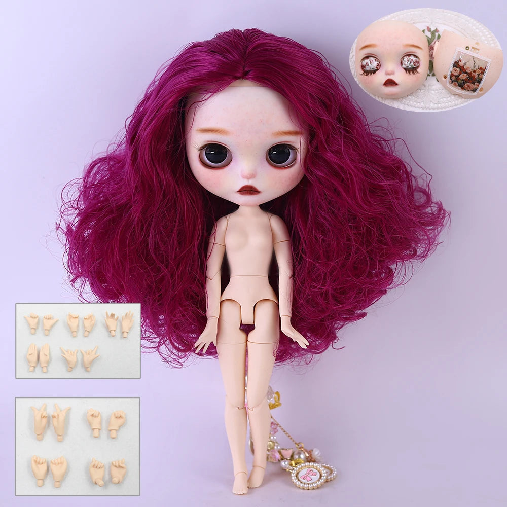 ICY DBS Blyth 1/6 Doll Hand drawn White Skin Red Rose Hand drawn Set Girl Gift