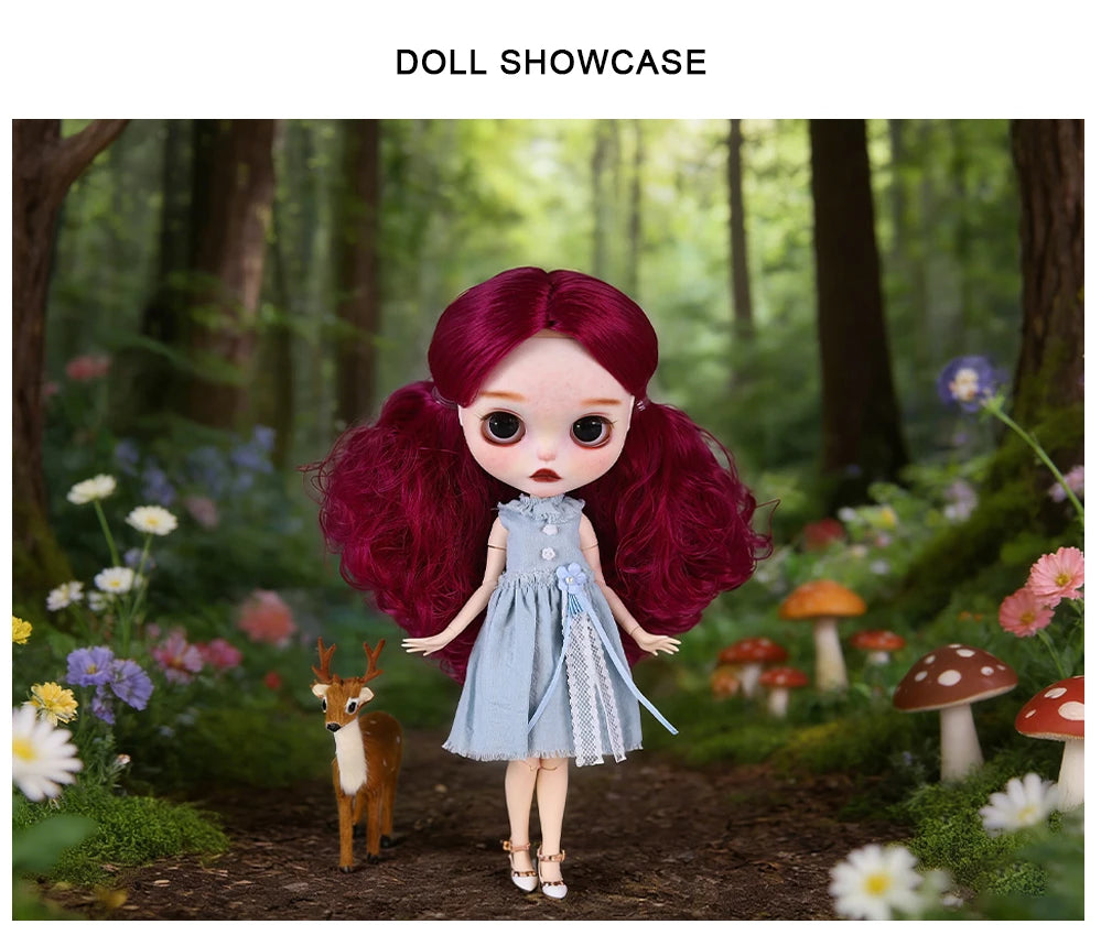ICY DBS Blyth 1/6 Doll Hand drawn White Skin Red Rose Hand drawn Set Girl Gift